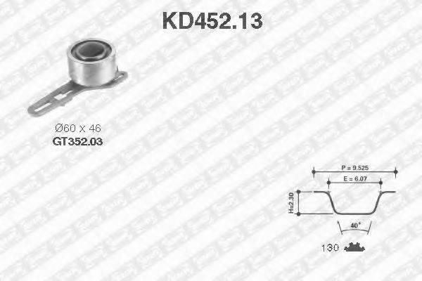 Комплект ременя ГРМ SNR KD452.13