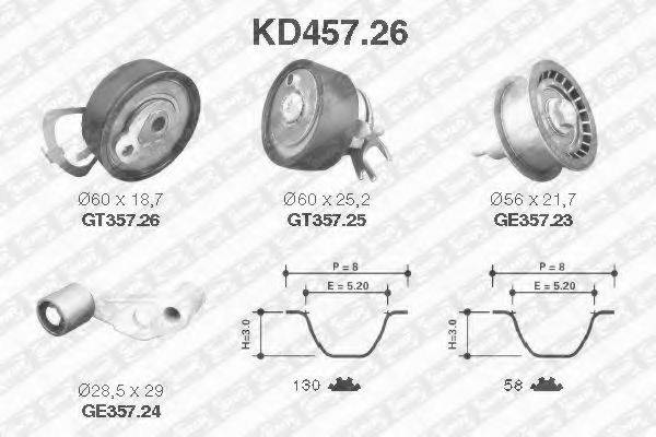 Комплект ременя ГРМ SNR KD457.26