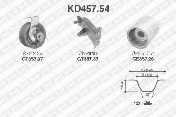 Комплект ременя ГРМ SNR KD457.54