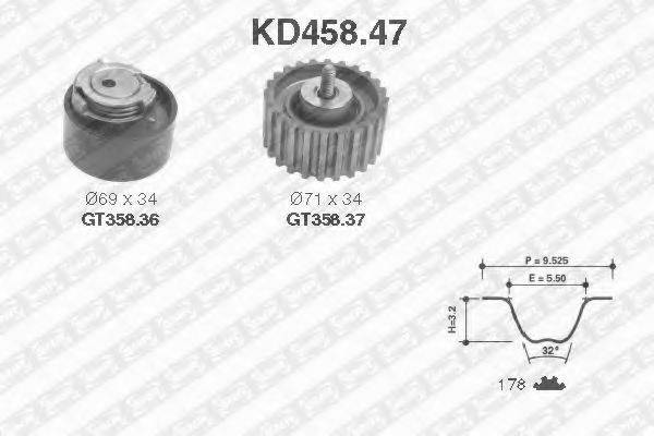 Комплект ременя ГРМ SNR KD458.47