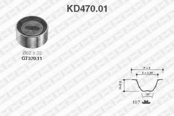 Комплект ременя ГРМ SNR KD470.01