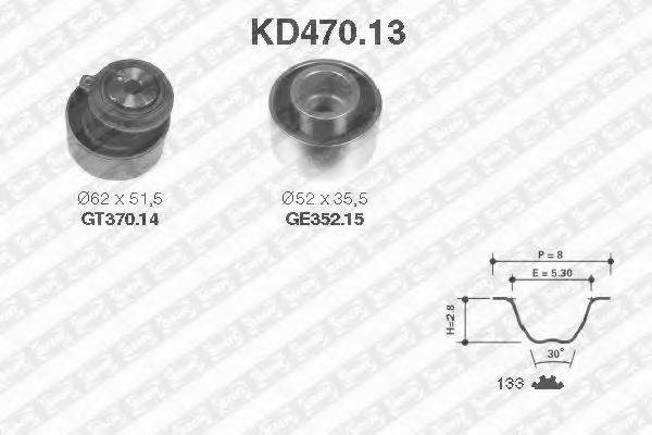 Комплект ременя ГРМ SNR KD470.13