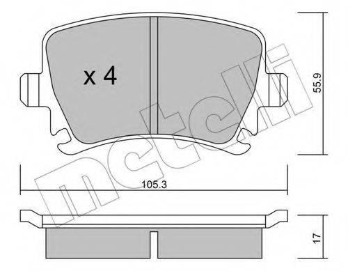 Комплект гальмівних колодок, дискове гальмо METELLI 22-0553-0