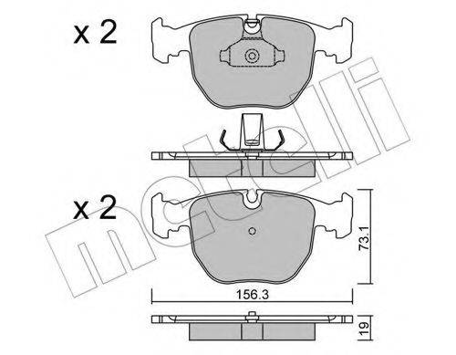 Комплект гальмівних колодок, дискове гальмо METELLI 22-0559-0