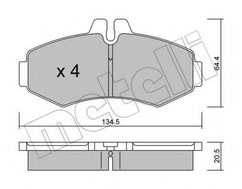 Комплект гальмівних колодок, дискове гальмо METELLI 22-0573-0