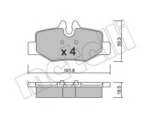 Комплект гальмівних колодок, дискове гальмо METELLI 22-0576-0