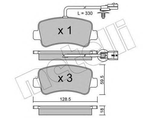 Комплект гальмівних колодок, дискове гальмо METELLI 22-0899-0