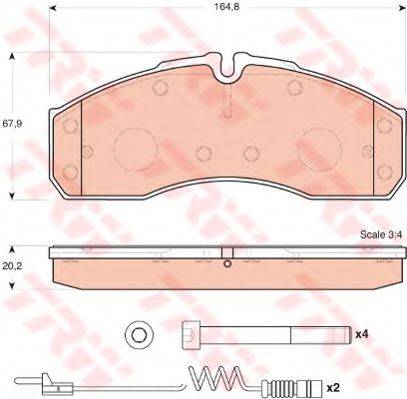 Комплект гальмівних колодок, дискове гальмо TRW GDB1694