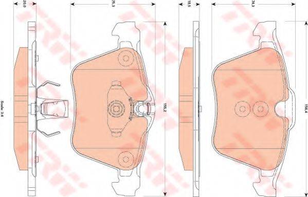 Комплект гальмівних колодок, дискове гальмо TRW GDB1835