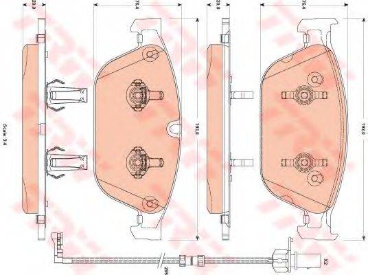 Комплект гальмівних колодок, дискове гальмо TRW GDB1884