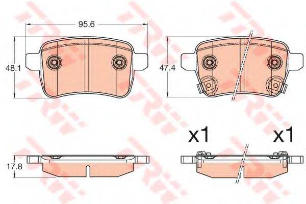 Комплект гальмівних колодок, дискове гальмо TRW GDB2032