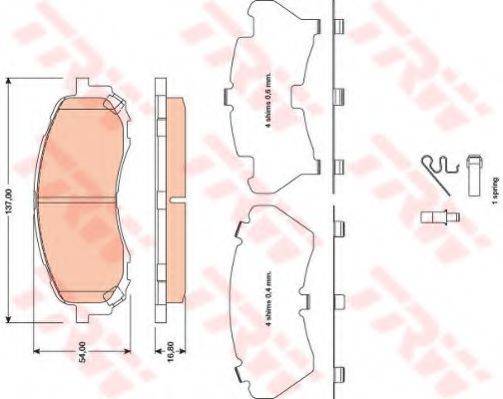 Комплект гальмівних колодок, дискове гальмо TRW GDB3469