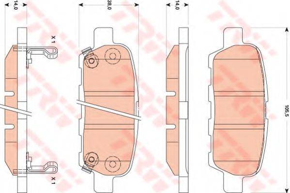 Комплект гальмівних колодок, дискове гальмо TRW GDB3507