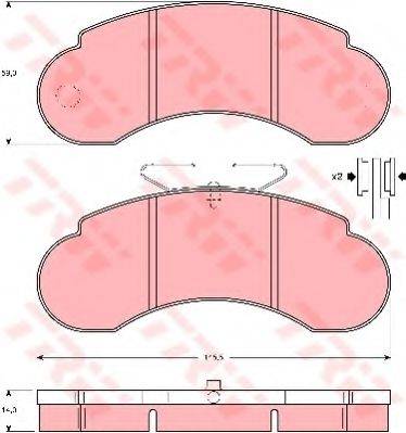 Комплект гальмівних колодок, дискове гальмо TRW GDB950