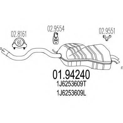 Глушник вихлопних газів кінцевий MTS 01.94240