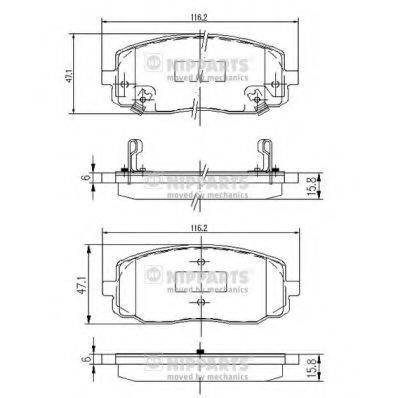 Комплект гальмівних колодок, дискове гальмо NIPPARTS J3600323