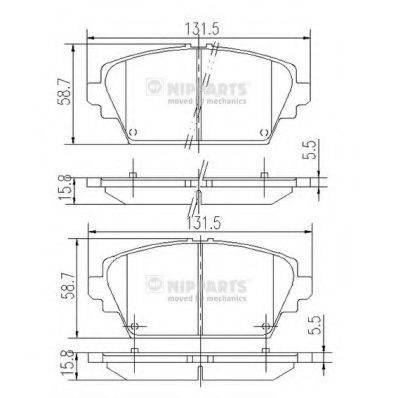 Комплект гальмівних колодок, дискове гальмо NIPPARTS J3601072