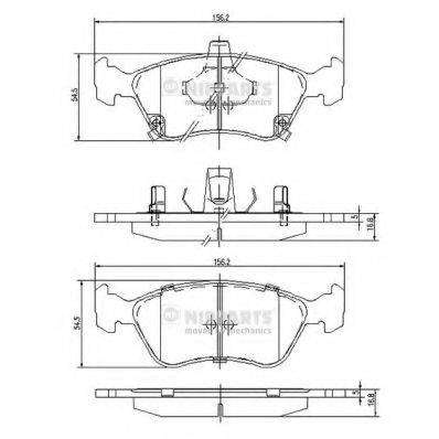 Комплект гальмівних колодок, дискове гальмо NIPPARTS J3602080