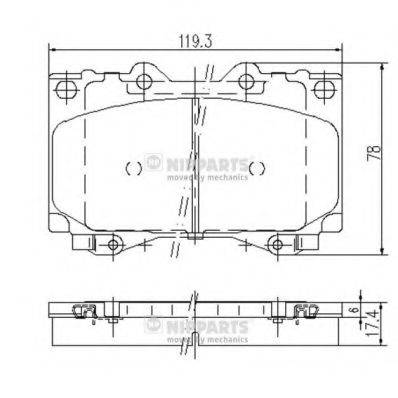 Комплект гальмівних колодок, дискове гальмо NIPPARTS J3602097