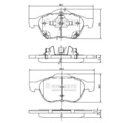 Комплект гальмівних колодок, дискове гальмо NIPPARTS J3602115