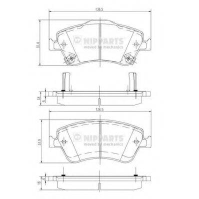 Комплект гальмівних колодок, дискове гальмо NIPPARTS J3602124