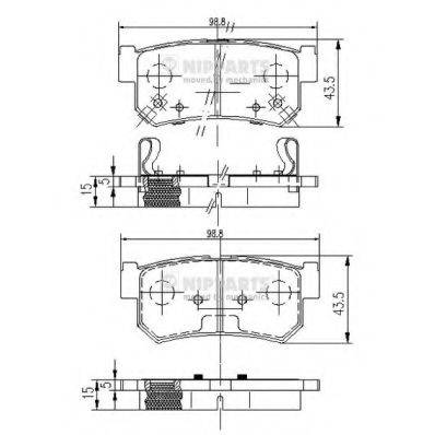 Комплект гальмівних колодок, дискове гальмо NIPPARTS J3610401