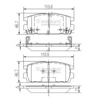 Комплект гальмівних колодок, дискове гальмо NIPPARTS J3610511