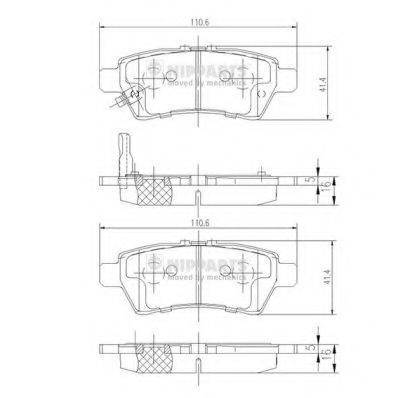 Комплект гальмівних колодок, дискове гальмо NIPPARTS J3611050