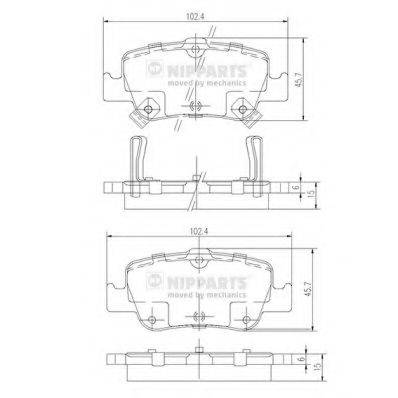 Комплект гальмівних колодок, дискове гальмо NIPPARTS J3612033