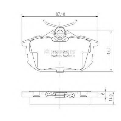 Комплект гальмівних колодок, дискове гальмо NIPPARTS J3615012