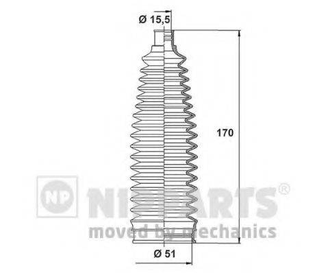 Комплект пильника, рульове управління NIPPARTS N2843024