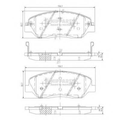 Комплект гальмівних колодок, дискове гальмо NIPPARTS N3605051