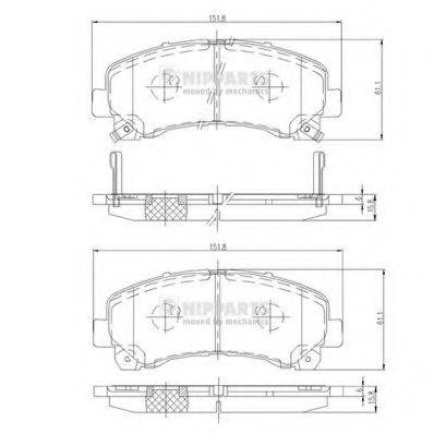 Комплект гальмівних колодок, дискове гальмо NIPPARTS N3609011