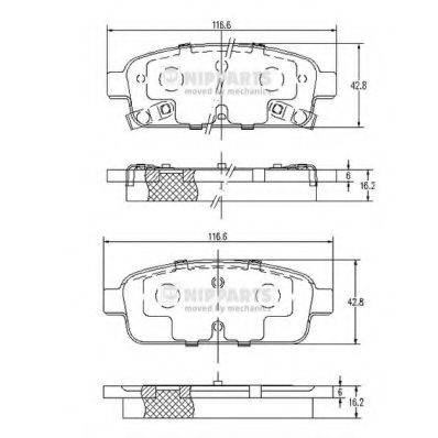 Комплект гальмівних колодок, дискове гальмо NIPPARTS N3610906