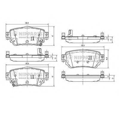 Комплект гальмівних колодок, дискове гальмо NIPPARTS N3611060