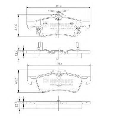 Комплект гальмівних колодок, дискове гальмо NIPPARTS N3612036