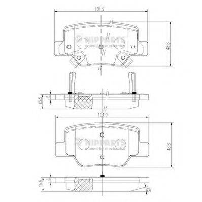 Комплект гальмівних колодок, дискове гальмо NIPPARTS N3612040