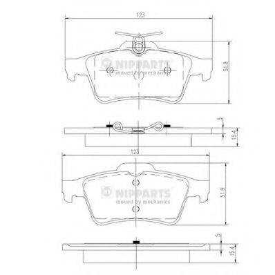 Комплект гальмівних колодок, дискове гальмо NIPPARTS N3613022