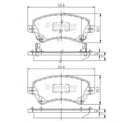 Комплект гальмівних колодок, дискове гальмо NIPPARTS J3602101