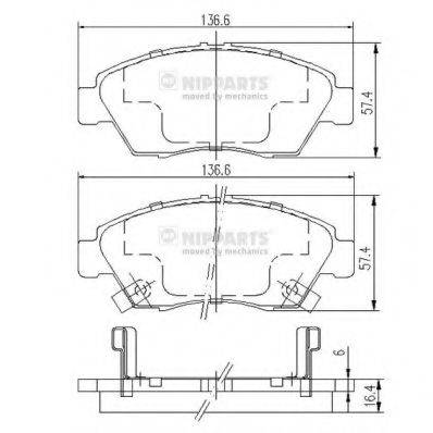 Комплект гальмівних колодок, дискове гальмо NIPPARTS J3604033