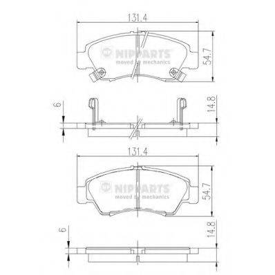 Комплект гальмівних колодок, дискове гальмо NIPPARTS J3604034