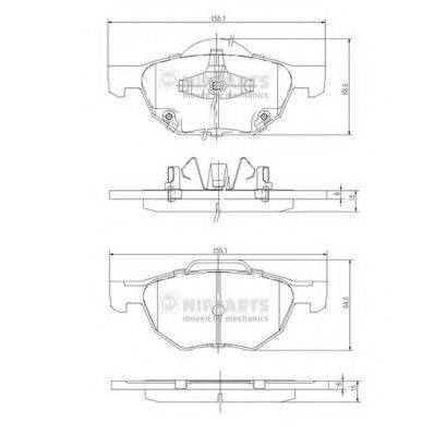 Комплект гальмівних колодок, дискове гальмо NIPPARTS J3604064