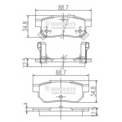 Комплект гальмівних колодок, дискове гальмо NIPPARTS J3614004