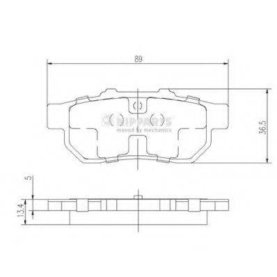 Комплект гальмівних колодок, дискове гальмо NIPPARTS J3614007