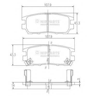 Комплект гальмівних колодок, дискове гальмо NIPPARTS J3615005