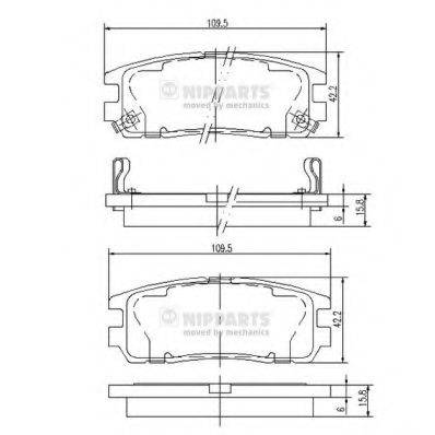 Комплект гальмівних колодок, дискове гальмо NIPPARTS J3619001