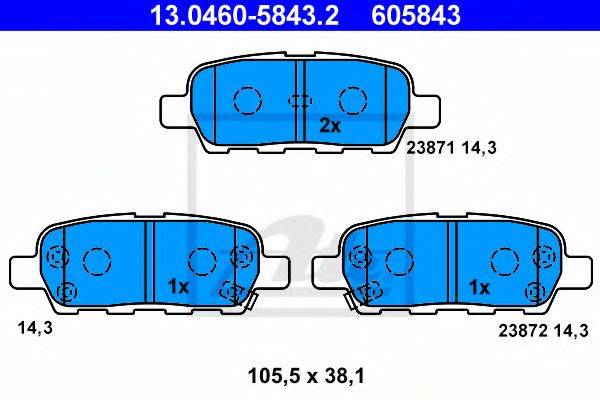 Комплект гальмівних колодок, дискове гальмо ATE 13.0460-5843.2