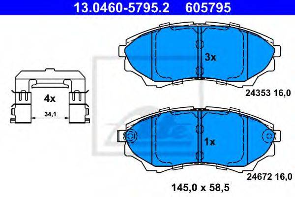 Комплект гальмівних колодок, дискове гальмо ATE 13.0460-5795.2