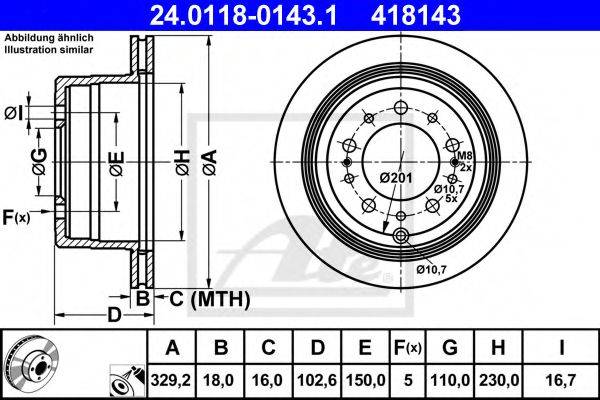 гальмівний диск ATE 24.0118-0143.1