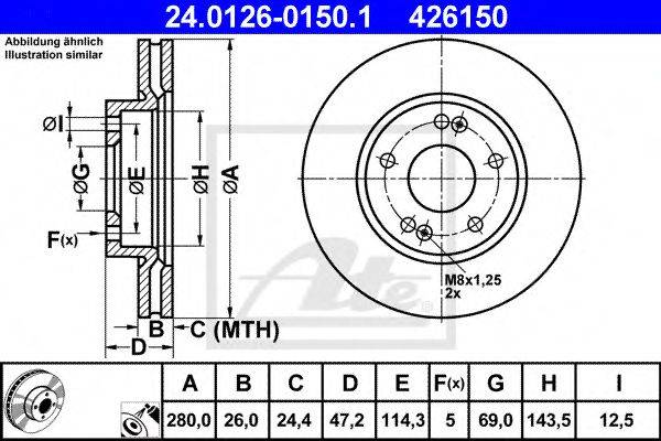 гальмівний диск ATE 24.0126-0150.1